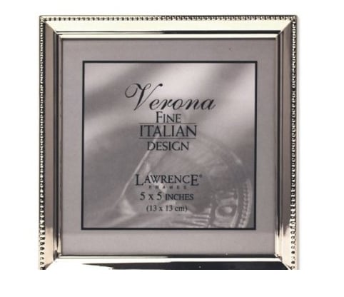 11655 Polished Silver Plate 5x5 Picture Frame - Bead Border Design