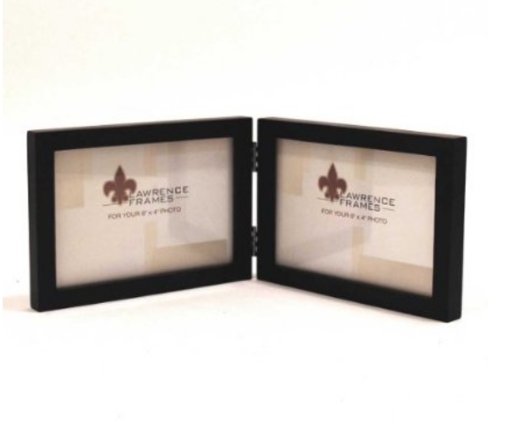 755564d 4x6 Hinged Double - Horizontal - Black Wood Picture Frame - Gallery Collection