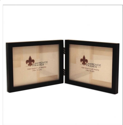 755575d 5x7 Hinged Double - Horizontal - Black Wood Picture Frame - Gallery Collection