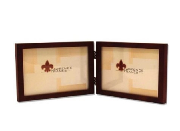 755675d 5x7 Hinged Double - Horizontal - Walnut Wood Picture Frame - Gallery Collection