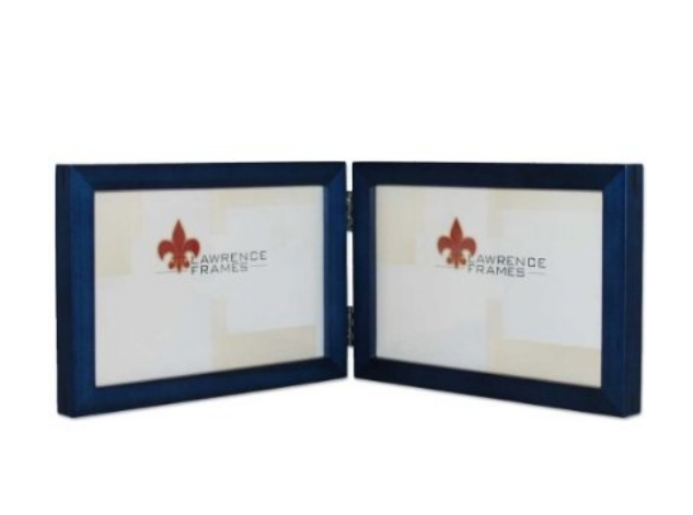 755775d 5x7 Hinged Double - Horizontal - Blue Wood Picture Frame - Gallery Collection