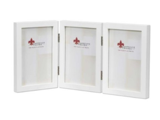 755846t 4x6 Hinged Triple White Wood Picture Frame - Gallery Collection