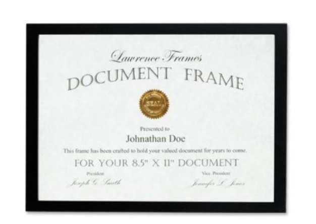 755581 8.5x11 Black Wood Certificate Picture Frame - Gallery Collection