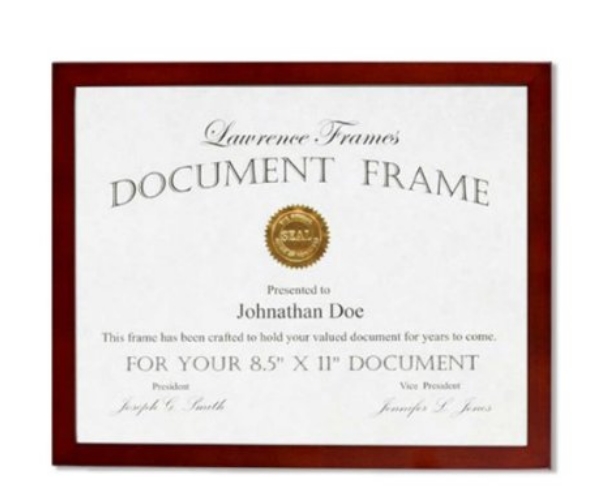 755681 8.5x11 Walnut Wood Certificate Picture Frame - Gallery Collection