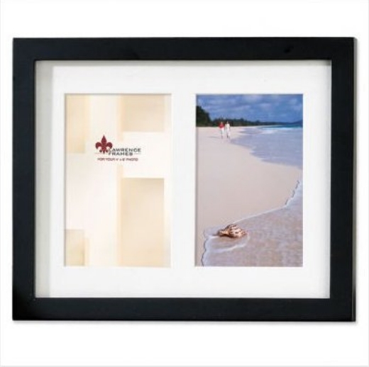 765024 Black Wood Double 4x6 Matted Picture Frame