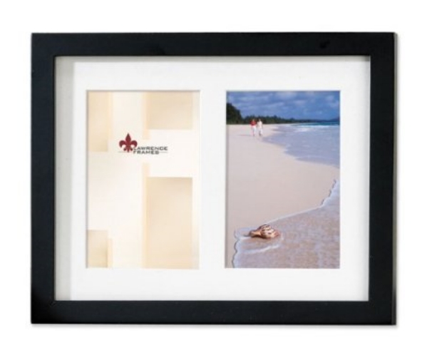 765025 Black Wood Double 5x7 Matted Picture Frame