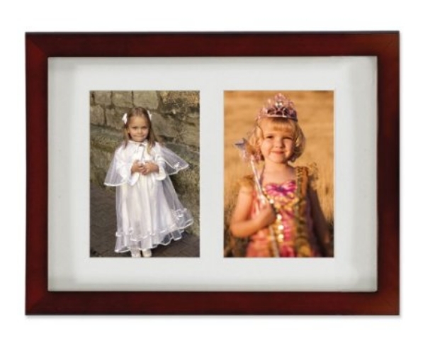 Walnut Wood Double 5x7 Matted Picture Frame