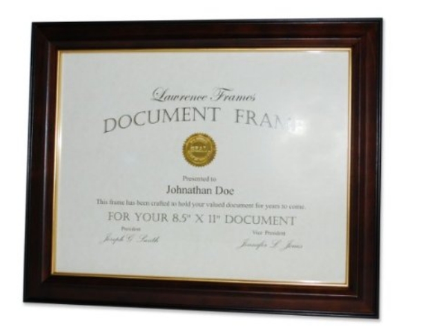 41681 Walnut And Black Wood 8.5x11 Picture Frame - Gold Line