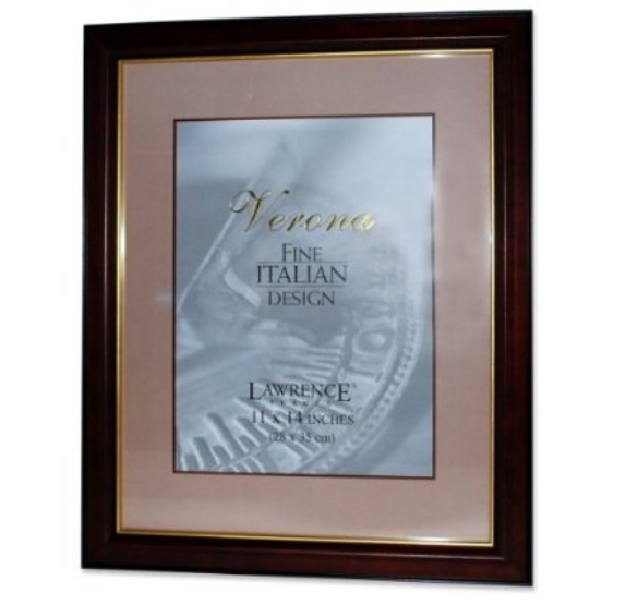 41611 Walnut And Black Wood 11x14 Picture Frame - Gold Line
