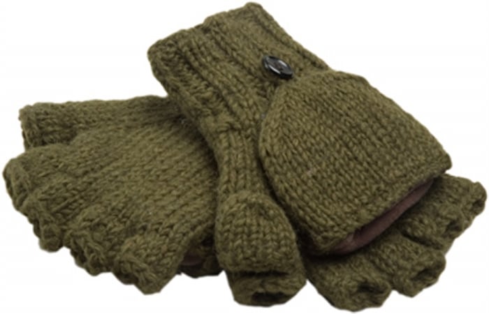 UPC 010001000176 product image for Nirvanna Designs MT27 Olive Fingerless Gloves with Flap and Fleece | upcitemdb.com