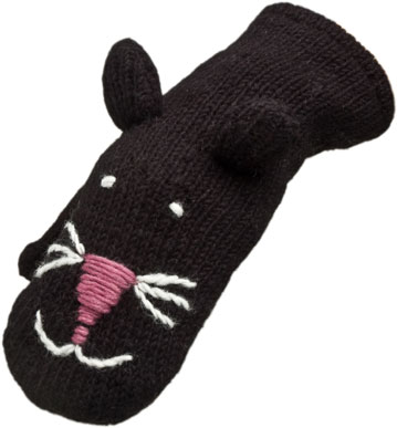 Nirvanna Designs MT Catblack K Black Cat Mittens Kids