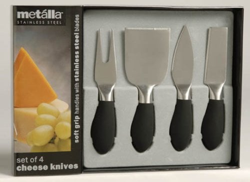 K-4-bk Set Of 4 Cheese Knives With Black Soft Touch Handles Pack Of 12