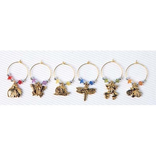 Prodyne W6G Garden Dwellers Gold Wine Glass Charms with Holding Ring Pack of 24