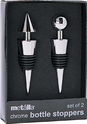 Prodyne WS2 Set of 2 Chrome Bottle Stoppers  Pack of 24
