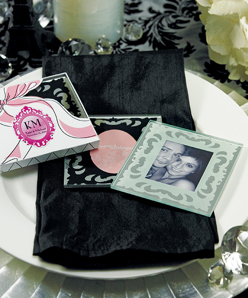 Wedding Star 8903 Glass Mirror Photo Frame Coaster Set