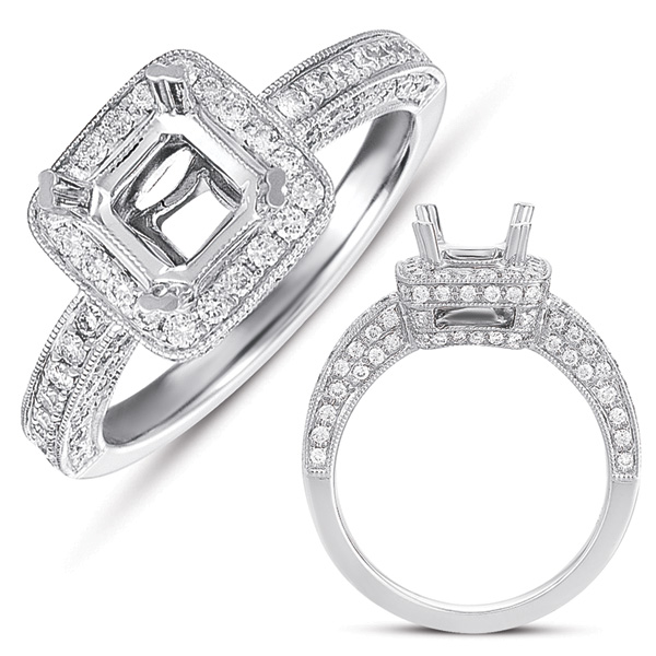 S. Kashi and Sons EN73352WG White Gold Pave Engagement Ring 14KW Size 7