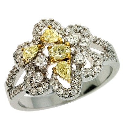 S. Kashi amp; Sons D3988WG Fancy Yellow Diamond Ring 14KW Size 7 yellow diamond rings
