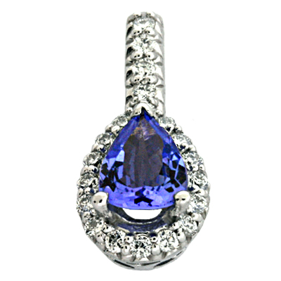 S. Kashi Sons P3068TWG Tanzanite and Diamond Pendant 14KW tanzanite pendant