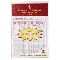 Jj Keller 6-MP Log Summary Envelope-Monthly 5pk Jj Keller 6-MP Log Summary Envelope-Monthly 5pk