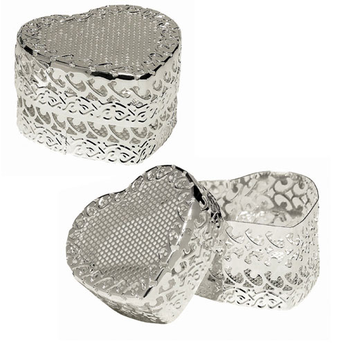 Amscan 36343 Silver Favor Heart Boxes 6 count - metal