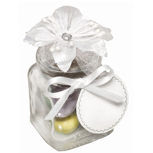 Amscan 36336 Glass Jar Specialty Favor Sets 12 count - glass cork fabric paper