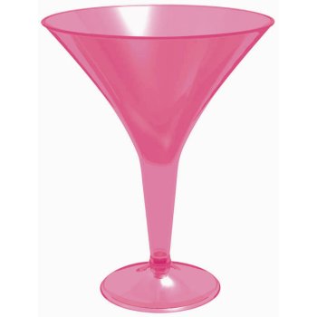 Amscan 35585 Hot Pink Plastic 8 oz. Martini Glasses 20 count - plastic