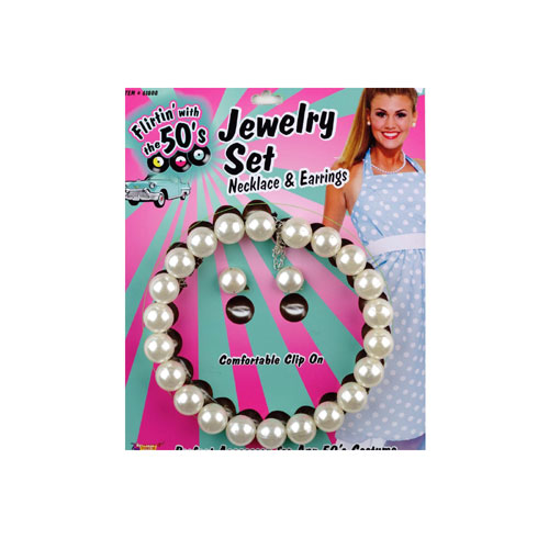 Forum Novelties Inc 33790 50 s Pearl Necklace and Earrings Set