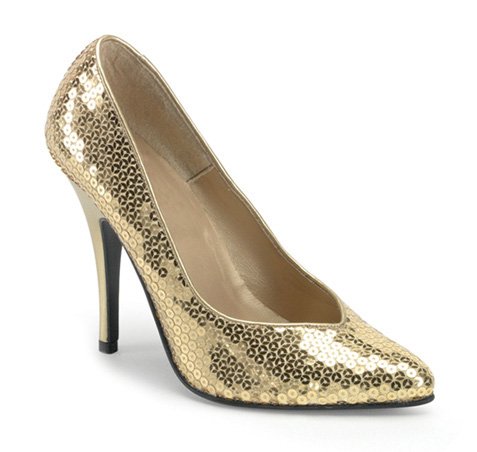 PLEASER 34391 Gold Sequin High heel Adult Shoes Size 10