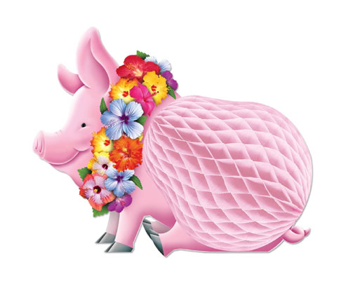 Beistle Company 28533 Luau Pig Honeycomb Centerpiece