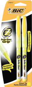 BIC Brite Liner+ Highlighter Yellow B4P21-YEL12- Pack of 6