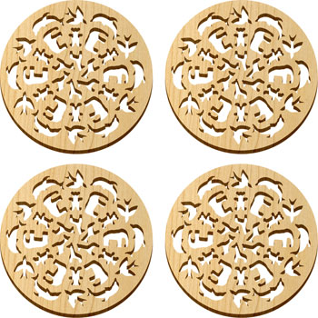 Maple Landmark 66240 4 pc. COASTER SET NATURAL WILDLIFE