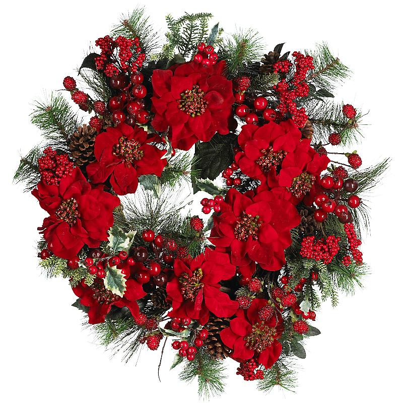 24 Inch Poinsettia Wreath- Holiday