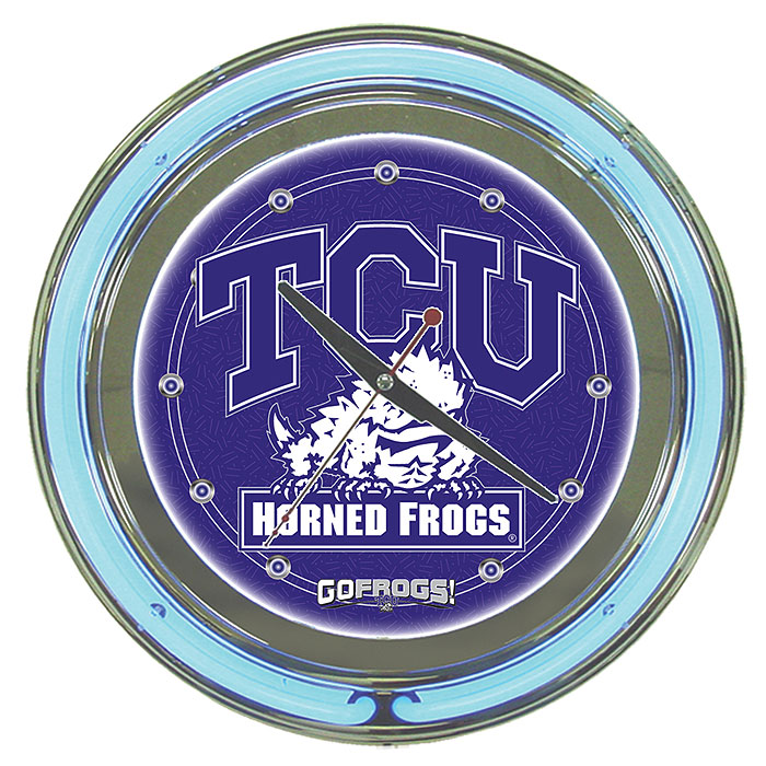 Texas Christian University Neon Clock 14 inch Diameter