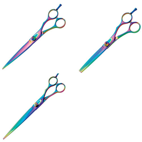 Master Grooming Tools tp-shrs-rnbo with set4 SET OF 4 - Professional 5200 Series Rainbow Shears