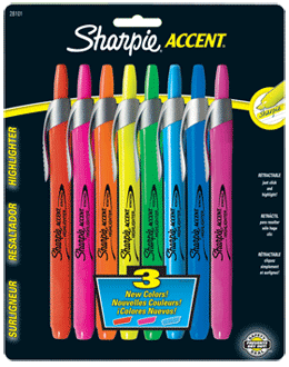 Sharpie Accent Retractable Highlighter Asst Chisel 8 Pk 28101 Pack Of 6