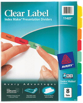 Avery Index Maker Clear Label Dividers With Color Tabs Multi 5 Tab 11406 Pack Of 6