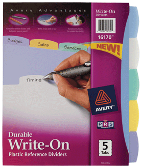 Avery Translucent Durable Write-On Reference Dividers Multi 5 Tab 16170 Pack Of 24