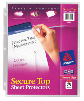 Avery Secure Top Sheet Protectors Clear 8.5x11 25 Pk Super Heavy 76000 Pack Of 6