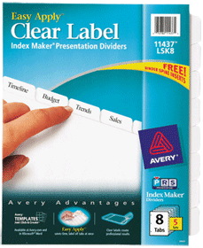 Avery Index Maker Label Dividers Clear 5 Pk 8 Tab 11437 Pack Of 10