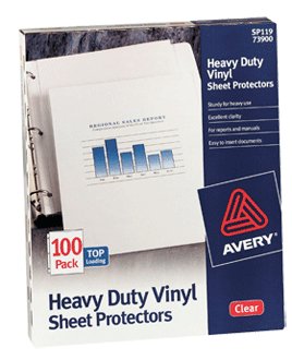 Avery Heavy Duty Vinyl Sheet Protectors Clear 8.5x11 100 Pk Box Heavy 73900