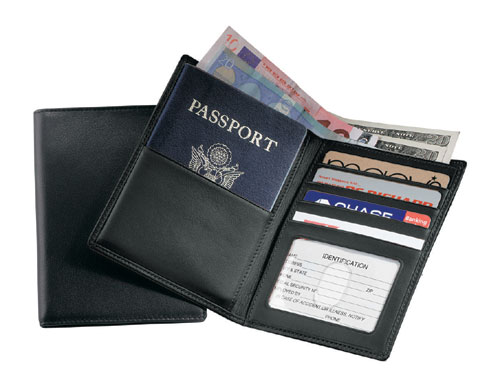Royce Leather 222-BLACK-5 Passport Currency Wallet - Black