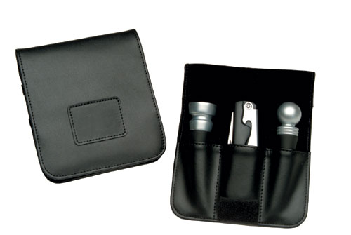 Royce Leather 619-BLACK-6 Wine Accessory Valet - Black