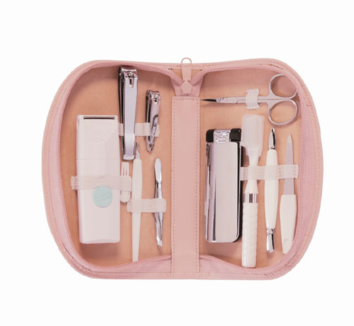 Royce Leather 560-CP-6 Ladies Travel Kit With Razor - Carnation Pink