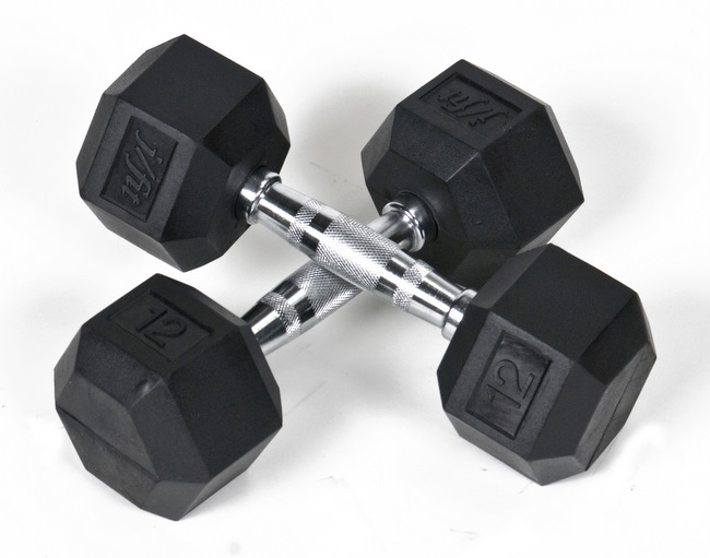 J Fit 20-6512-2 Rubber Dumbbells 12lb Pair