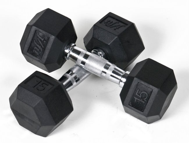J Fit 20-6515-2 Rubber Dumbbells 15lb Pair