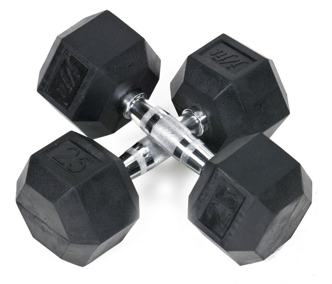 J Fit 20-6525-2 Rubber Dumbbells 25lb - Pair