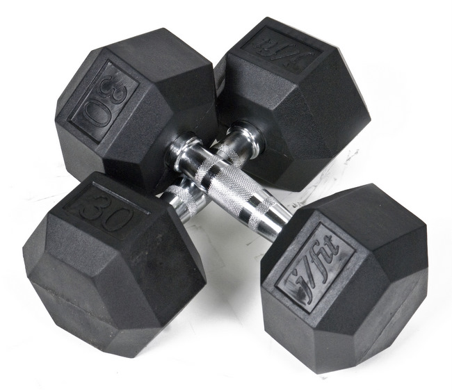 J Fit 20-6530-2 Rubber Dumbbells 30lb - Pair