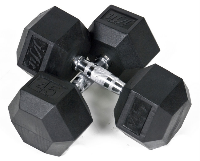J Fit 20-6545-2 Rubber Dumbbells 45lb - Pair
