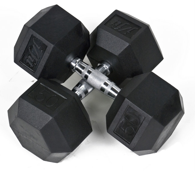 J Fit 20-6550-2 Rubber Dumbbells 50lb - Pair