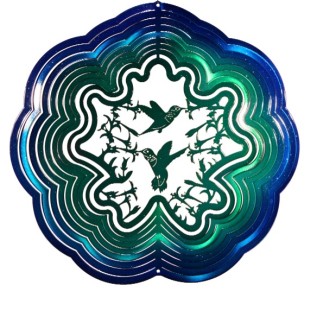 Next Innovations ELDHUMMIB-G PB Large Double Hummingbird Wind Spinner - Blue / Green